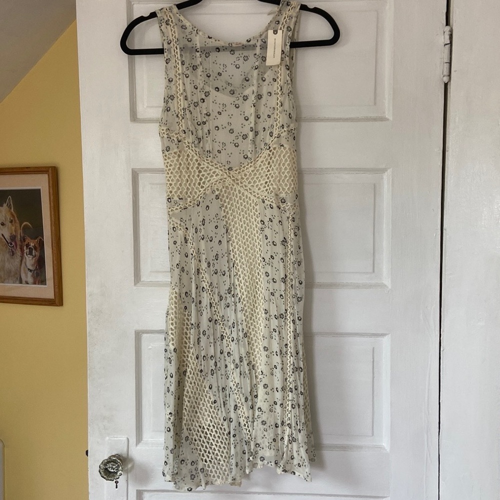 Cream black Anthropologie floral dress